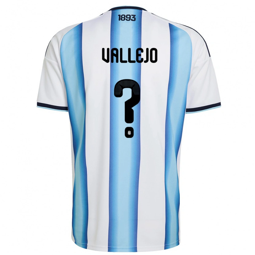Danxen Women Argentina Benjamin Vallejo #0 White Sky Blue Navy Home Jersey 26-28 T-Shirt