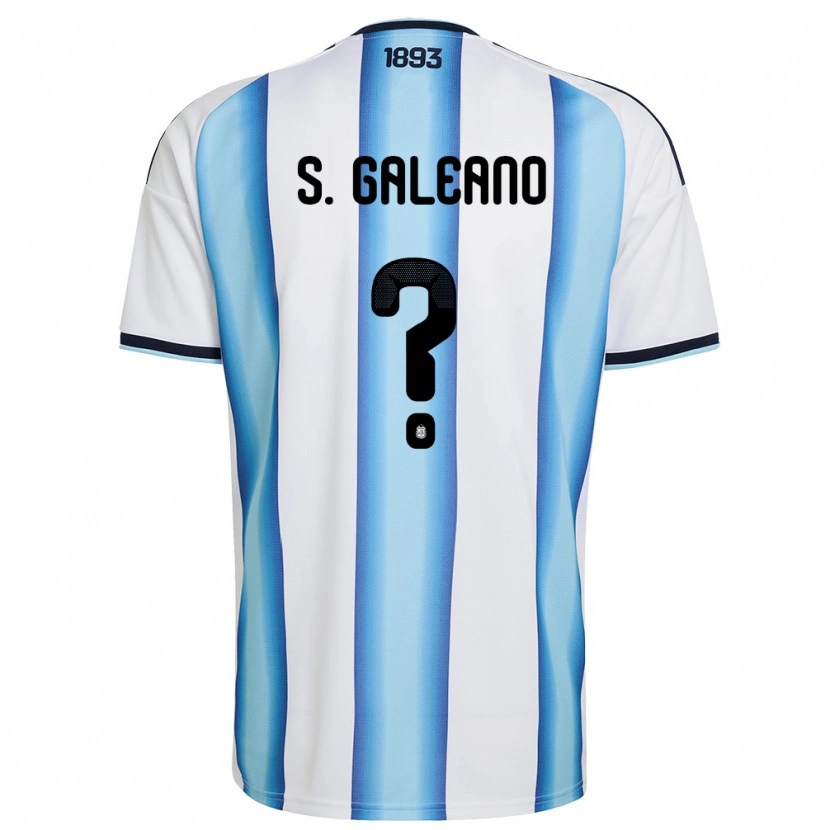 Danxen Women Argentina Sebastián Galeano #0 White Sky Blue Navy Home Jersey 26-28 T-Shirt