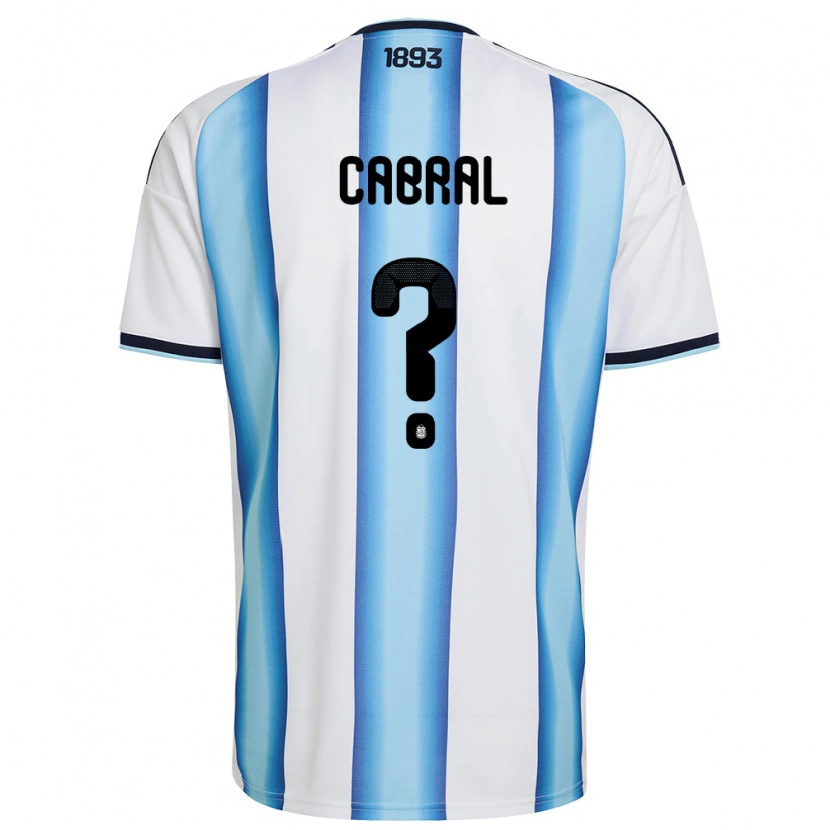 Danxen Women Argentina Bruno Cabral #0 White Sky Blue Navy Home Jersey 26-28 T-Shirt