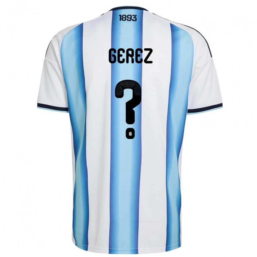 Danxen Women Argentina Mariano Gerez #0 White Sky Blue Navy Home Jersey 26-28 T-Shirt