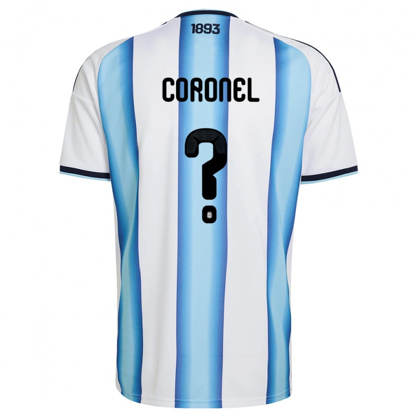 Danxen Women Argentina Lucas Coronel #0 White Sky Blue Navy Home Jersey 26-28 T-Shirt