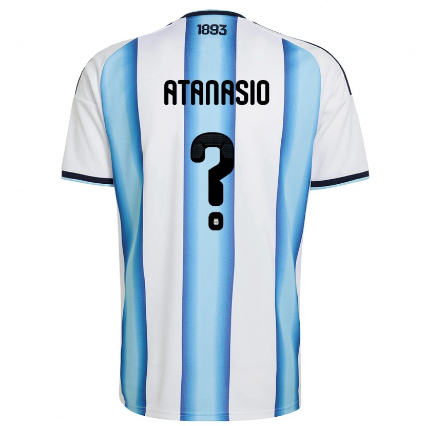 Danxen Women Argentina Nicolás Atanasio #0 White Sky Blue Navy Home Jersey 26-28 T-Shirt
