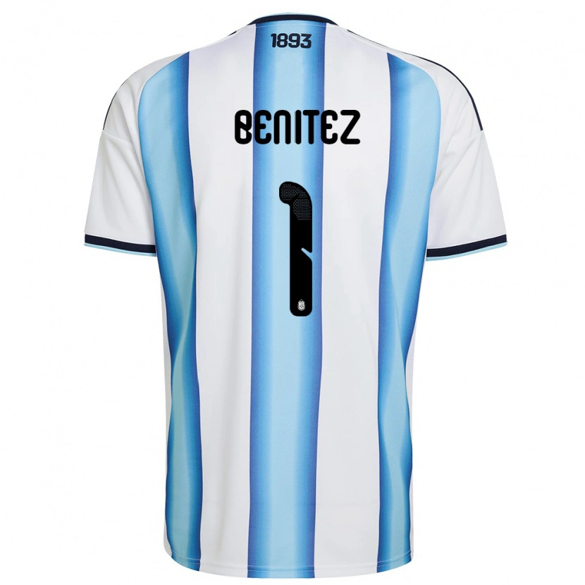Danxen Women Argentina Walter Benítez #1 White Sky Blue Navy Home Jersey 26-28 T-Shirt