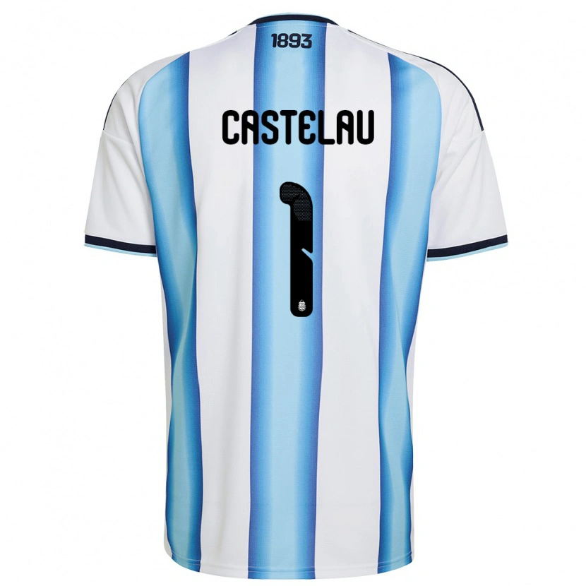 Danxen Women Argentina Alber Castelau #1 White Sky Blue Navy Home Jersey 26-28 T-Shirt