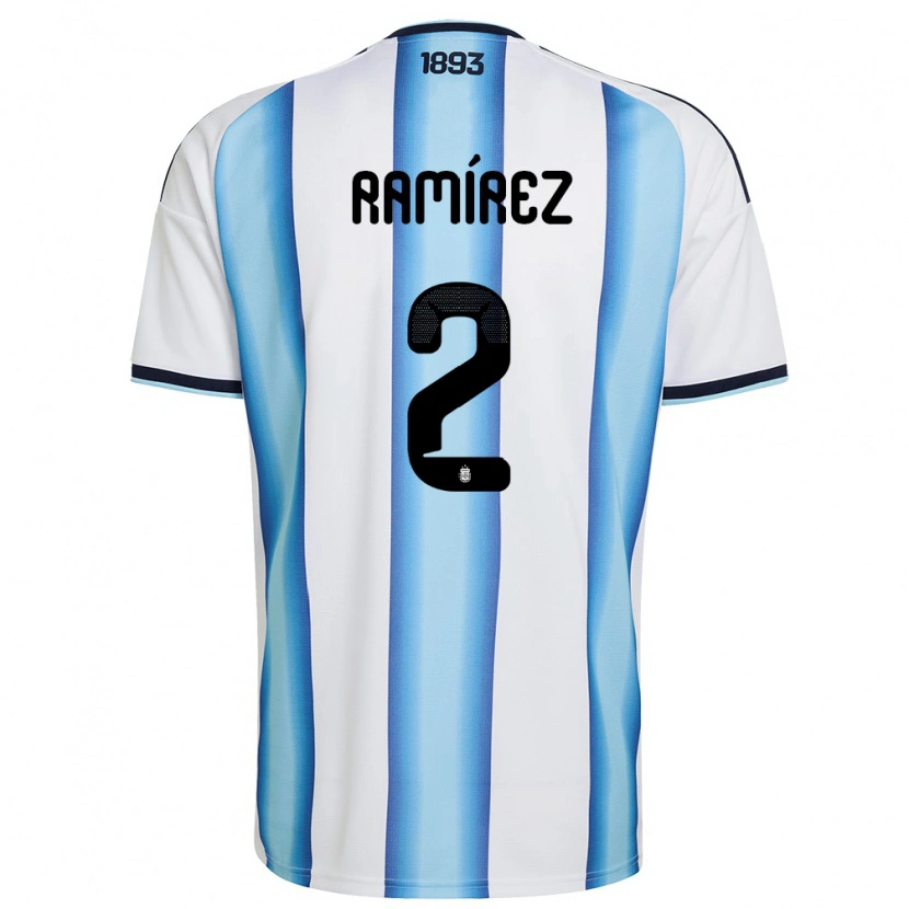 Danxen Women Argentina Tobías Ramírez #2 White Sky Blue Navy Home Jersey 26-28 T-Shirt