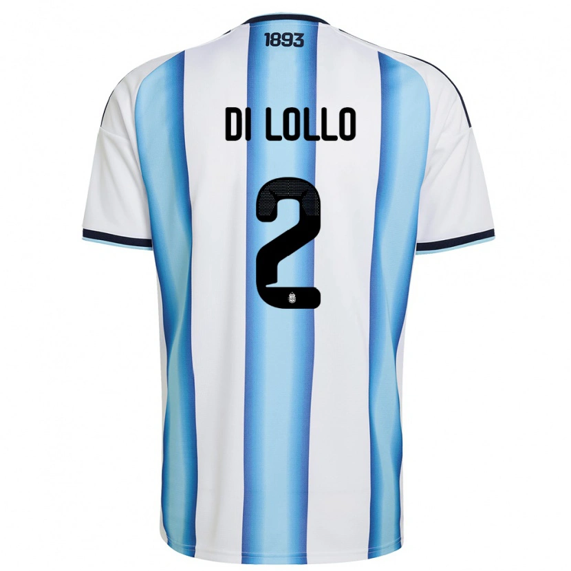 Danxen Women Argentina Lautaro Di Lollo #2 White Sky Blue Navy Home Jersey 26-28 T-Shirt