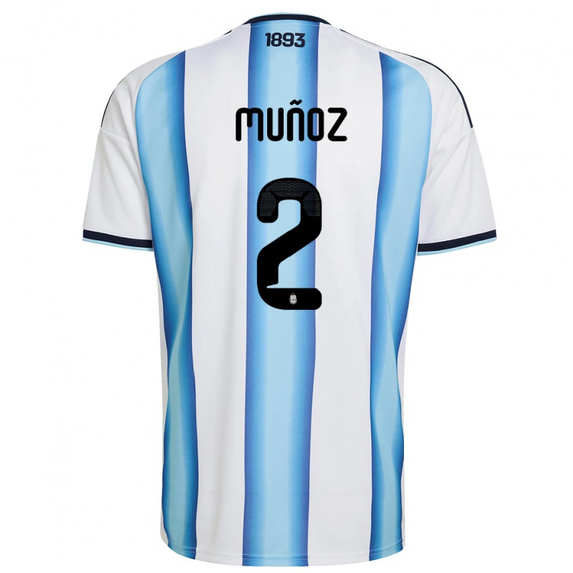 Danxen Women Argentina Luana Munoz #2 White Sky Blue Navy Home Jersey 26-28 T-Shirt