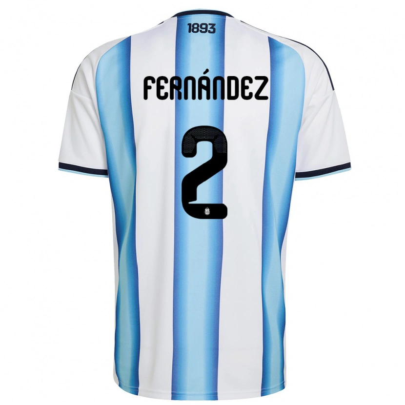Danxen Women Argentina Damián Fernández #2 White Sky Blue Navy Home Jersey 26-28 T-Shirt