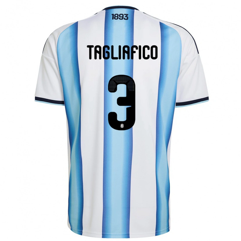 Danxen Women Argentina Nicolás Tagliafico #3 White Sky Blue Navy Home Jersey 26-28 T-Shirt