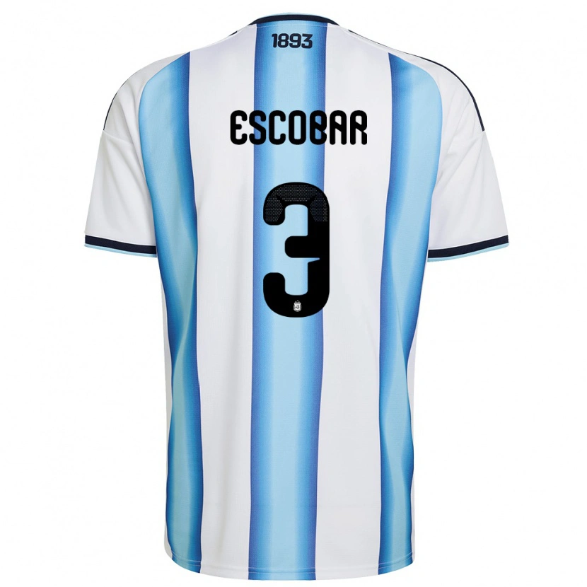 Danxen Women Argentina Simón Escobar #3 White Sky Blue Navy Home Jersey 26-28 T-Shirt