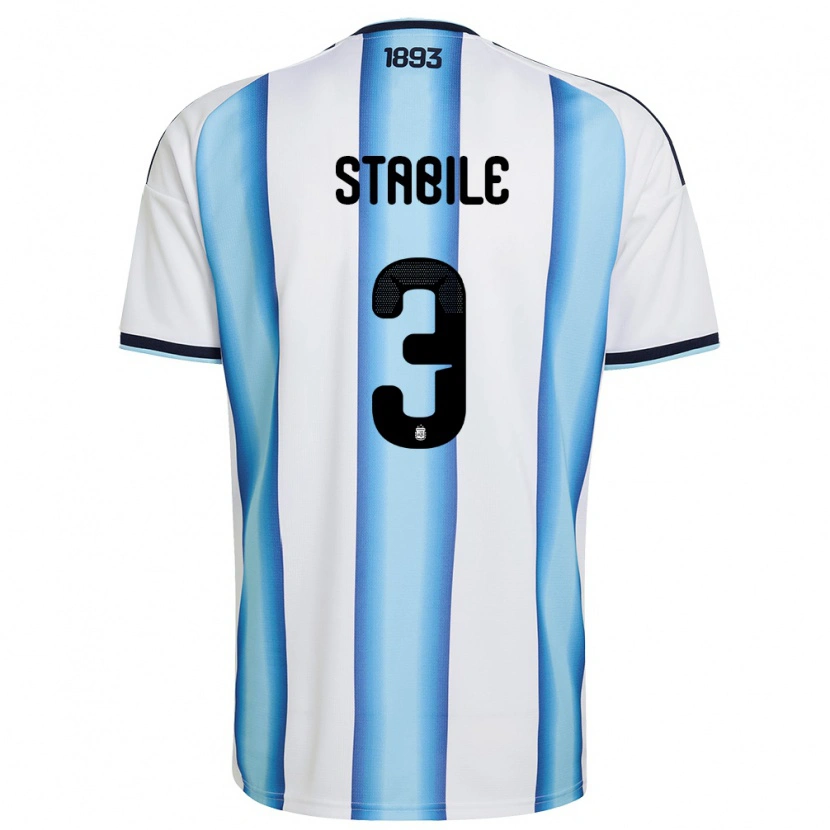 Danxen Women Argentina Eliana Stabile #3 White Sky Blue Navy Home Jersey 26-28 T-Shirt