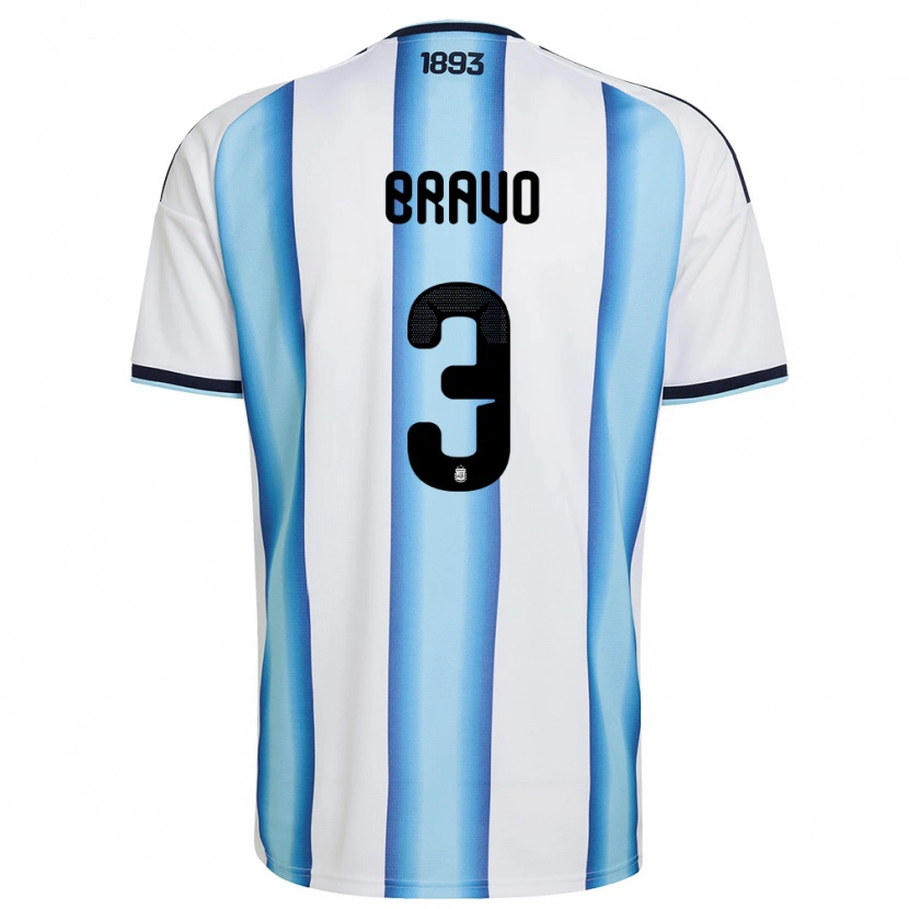 Danxen Women Argentina Claudio Bravo #3 White Sky Blue Navy Home Jersey 26-28 T-Shirt