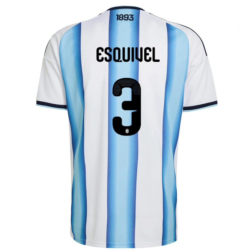 Danxen Women Argentina Lucas Esquivel #3 White Sky Blue Navy Home Jersey 26-28 T-Shirt