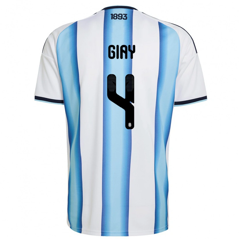 Danxen Women Argentina Agustín Giay #4 White Sky Blue Navy Home Jersey 26-28 T-Shirt