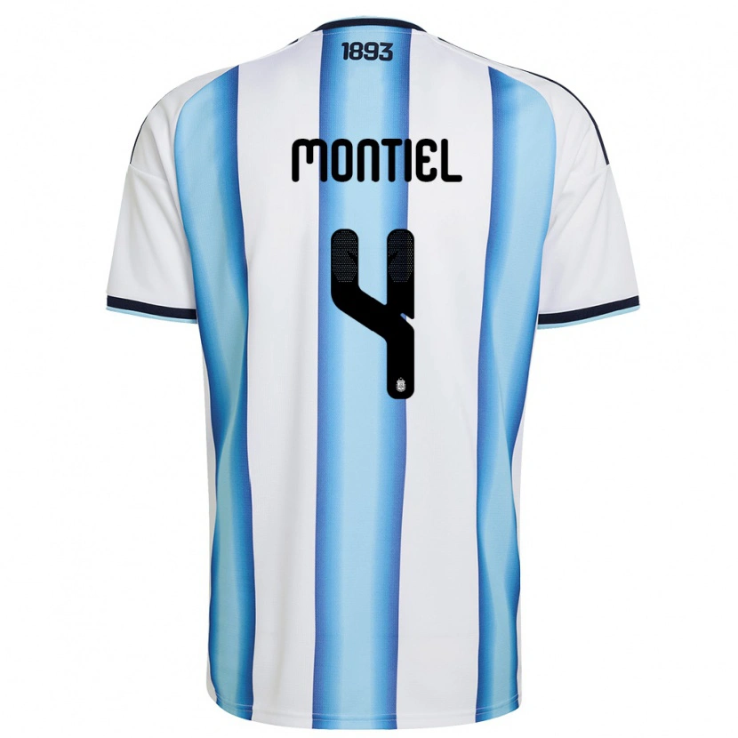 Danxen Women Argentina Gonzalo Montiel #4 White Sky Blue Navy Home Jersey 26-28 T-Shirt