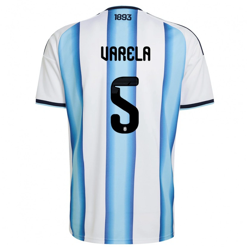 Danxen Women Argentina Alan Varela #5 White Sky Blue Navy Home Jersey 26-28 T-Shirt