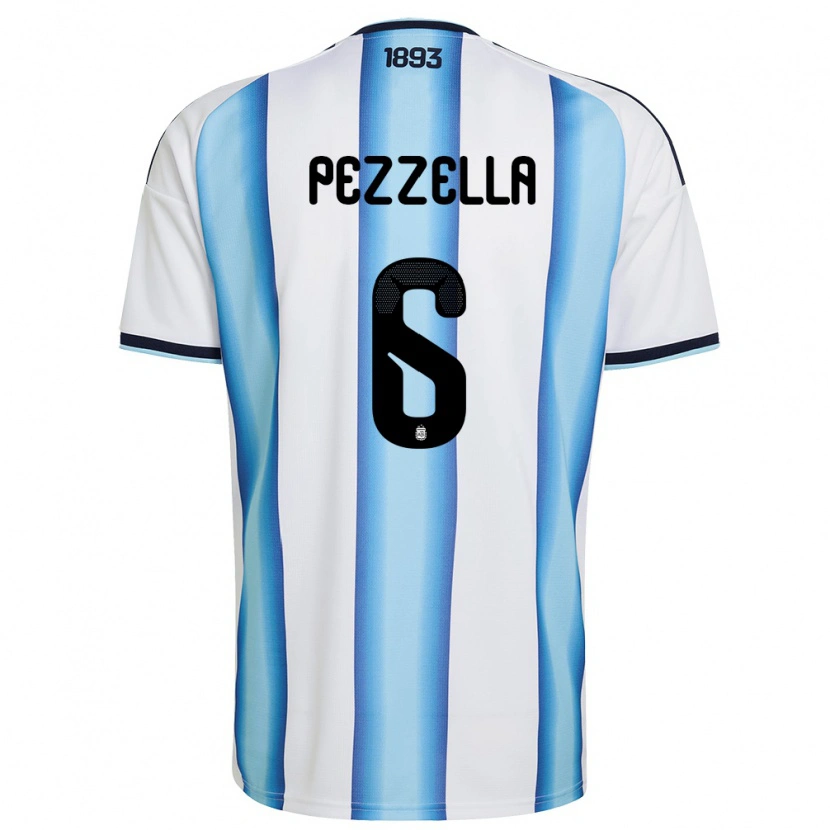 Danxen Women Argentina German Pezzella #6 White Sky Blue Navy Home Jersey 26-28 T-Shirt