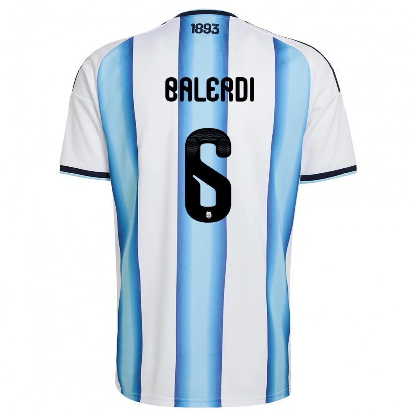 Danxen Women Argentina Leonardo Balerdi #6 White Sky Blue Navy Home Jersey 26-28 T-Shirt
