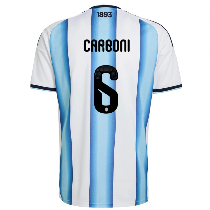 Danxen Women Argentina Franco Carboni #6 White Sky Blue Navy Home Jersey 26-28 T-Shirt