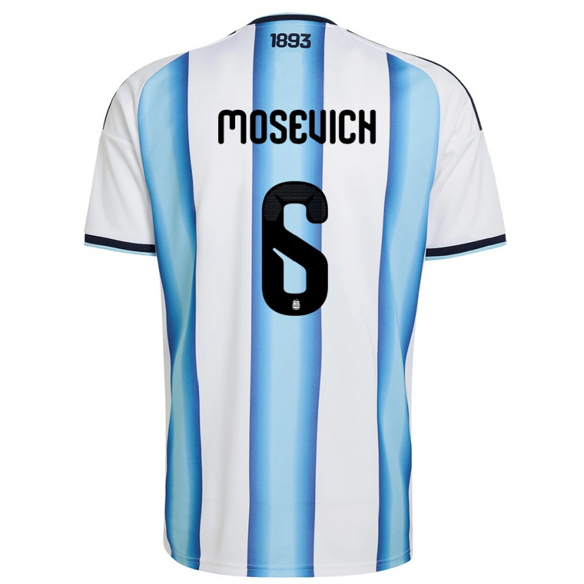Danxen Women Argentina Leonel Mosevich #6 White Sky Blue Navy Home Jersey 26-28 T-Shirt
