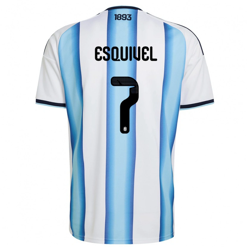 Danxen Women Argentina Felipe Esquivel #7 White Sky Blue Navy Home Jersey 26-28 T-Shirt