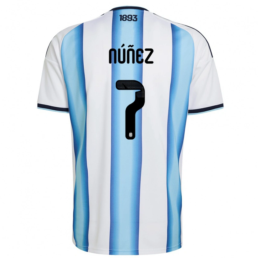 Danxen Women Argentina Romina Nunez #7 White Sky Blue Navy Home Jersey 26-28 T-Shirt