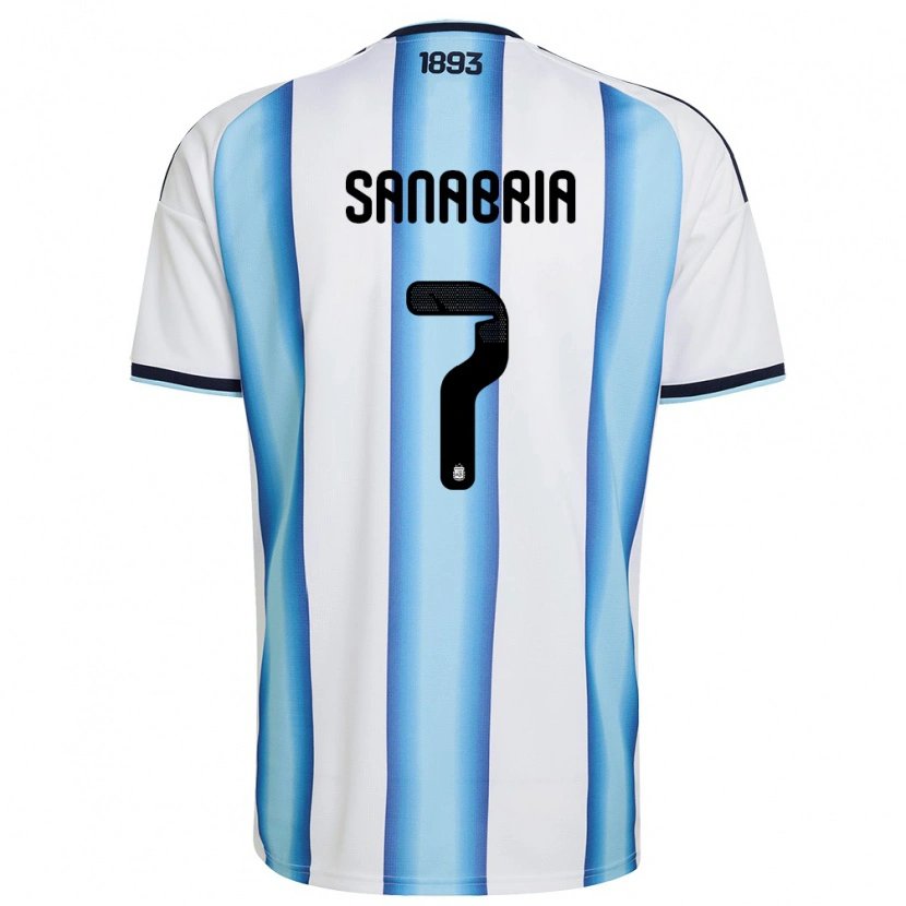 Danxen Women Argentina Mateo Sanabria #7 White Sky Blue Navy Home Jersey 26-28 T-Shirt