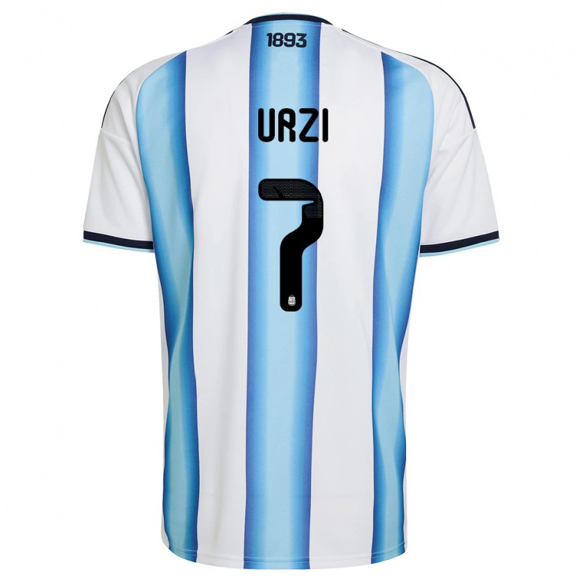 Danxen Women Argentina Agustin Urzi #7 White Sky Blue Navy Home Jersey 26-28 T-Shirt