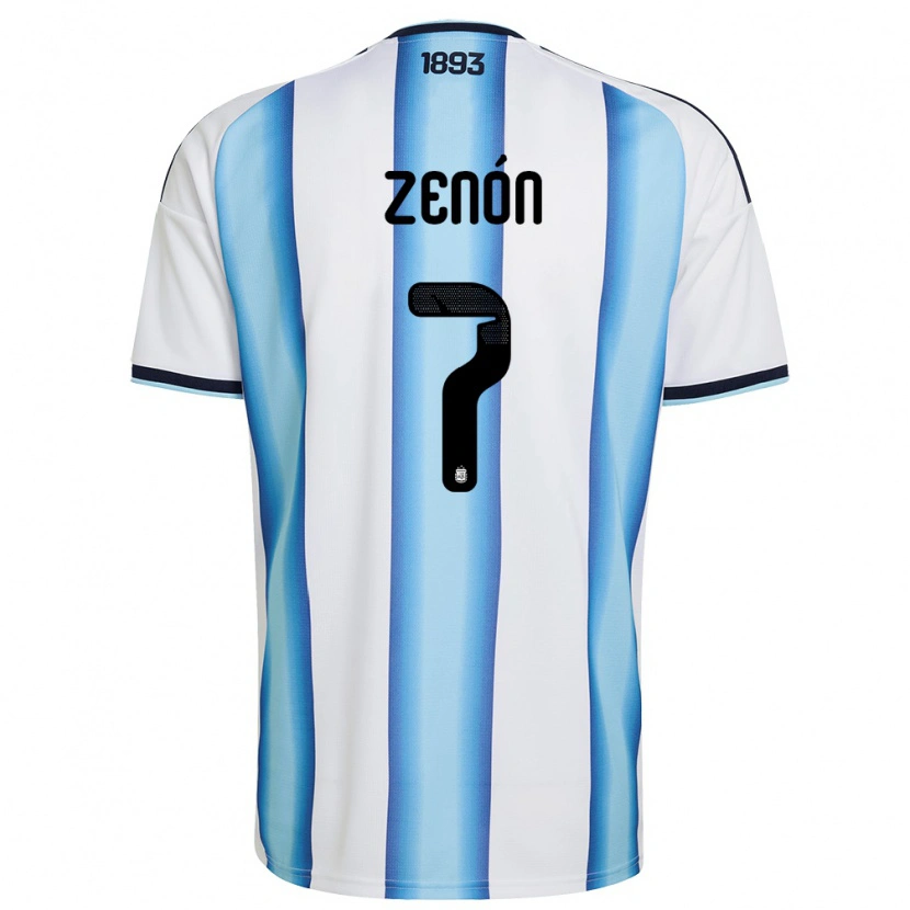 Danxen Women Argentina Kevin Zenón #7 White Sky Blue Navy Home Jersey 26-28 T-Shirt