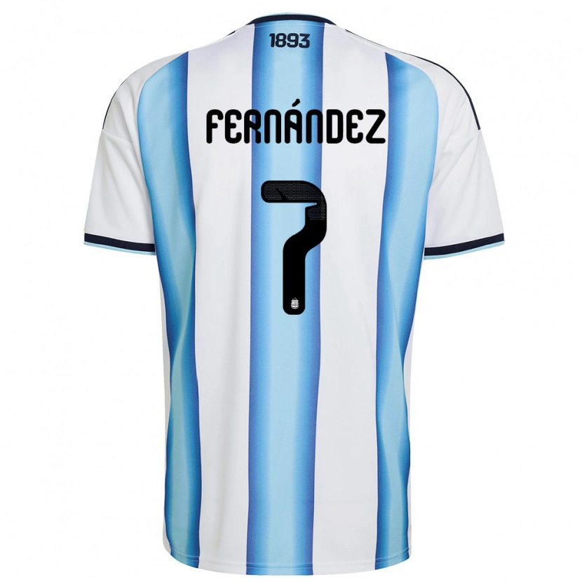 Danxen Women Argentina Thiago Fernández #7 White Sky Blue Navy Home Jersey 26-28 T-Shirt