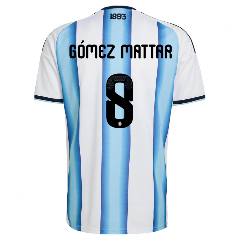Danxen Women Argentina Jerónimo Gómez Mattar #8 White Sky Blue Navy Home Jersey 26-28 T-Shirt