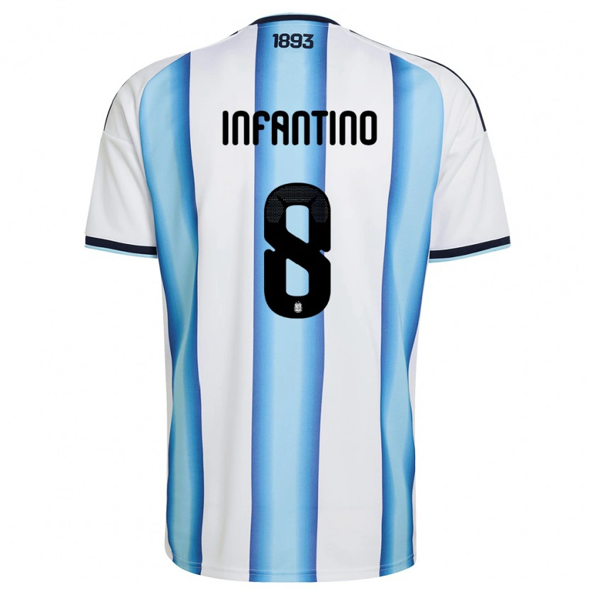 Danxen Women Argentina Gino Infantino #8 White Sky Blue Navy Home Jersey 26-28 T-Shirt