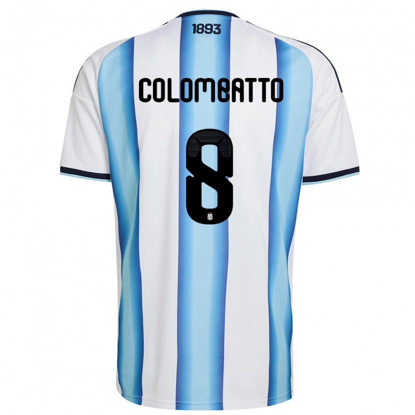 Danxen Women Argentina Santiago Colombatto #8 White Sky Blue Navy Home Jersey 26-28 T-Shirt