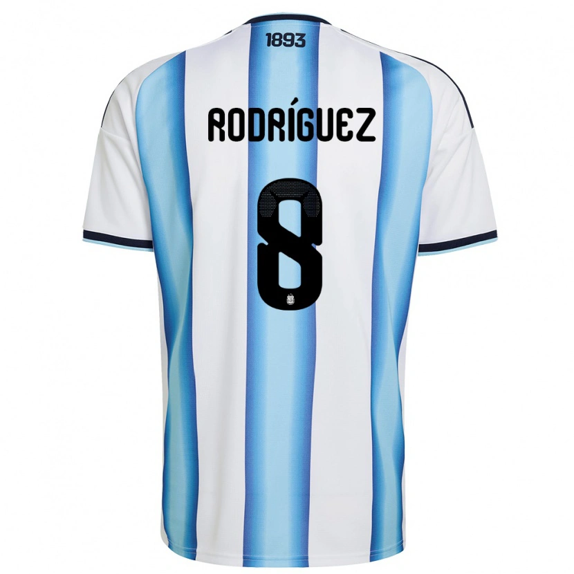 Danxen Women Argentina Agustin Rodriguez #8 White Sky Blue Navy Home Jersey 26-28 T-Shirt