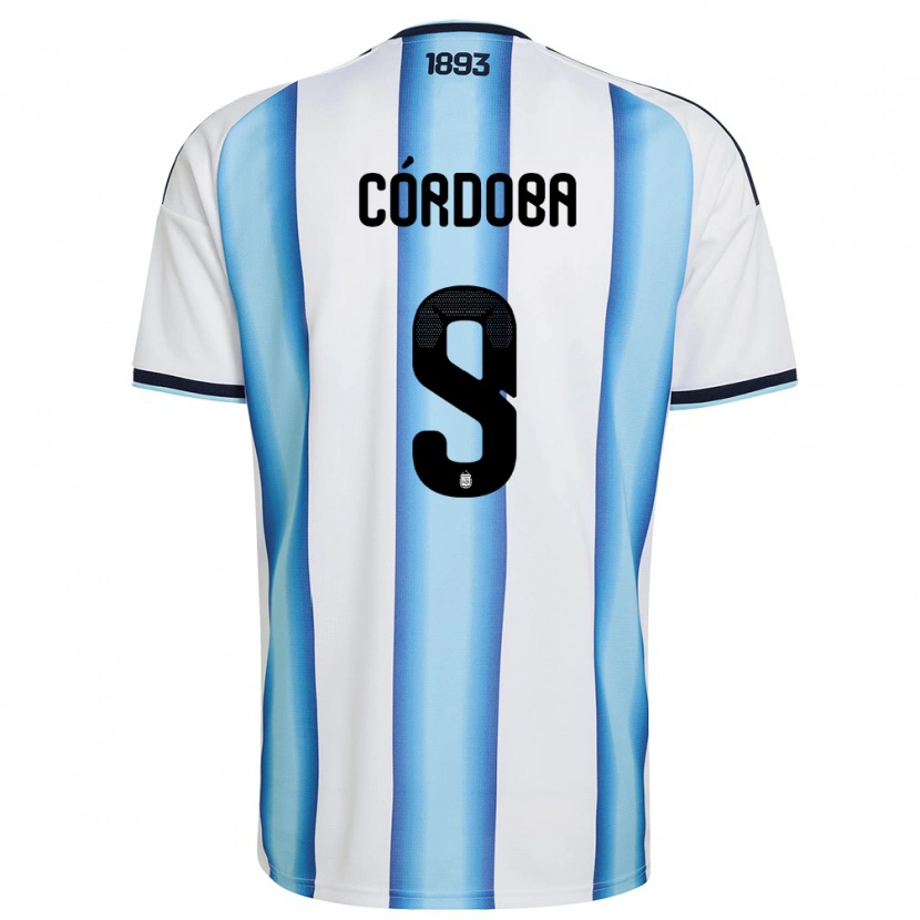 Danxen Women Argentina Matías Córdoba #9 White Sky Blue Navy Home Jersey 26-28 T-Shirt