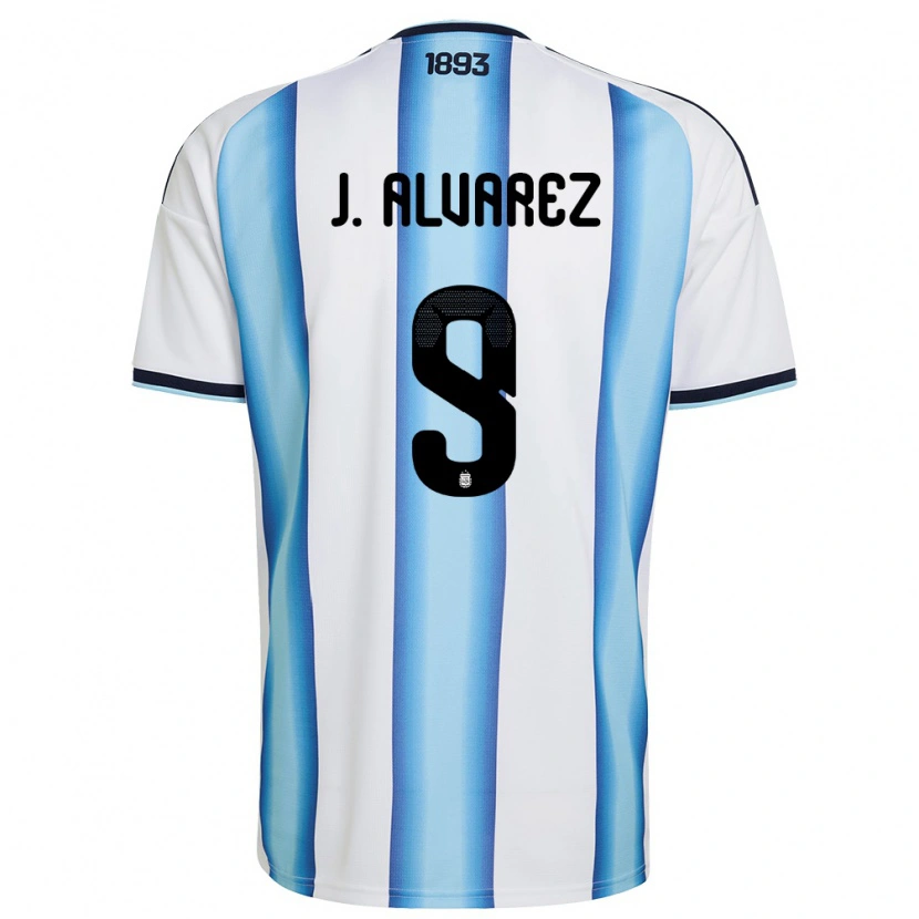 Danxen Women Argentina Julián Alvarez #9 White Sky Blue Navy Home Jersey 26-28 T-Shirt