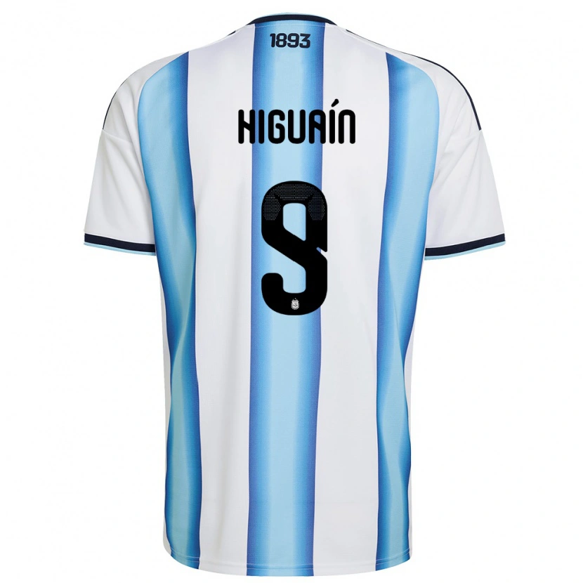 Danxen Women Argentina Gonzalo Higuain #9 White Sky Blue Navy Home Jersey 26-28 T-Shirt