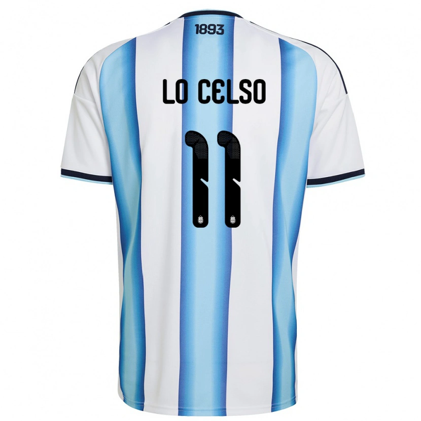 Danxen Women Argentina Giovani Lo Celso #11 White Sky Blue Navy Home Jersey 26-28 T-Shirt
