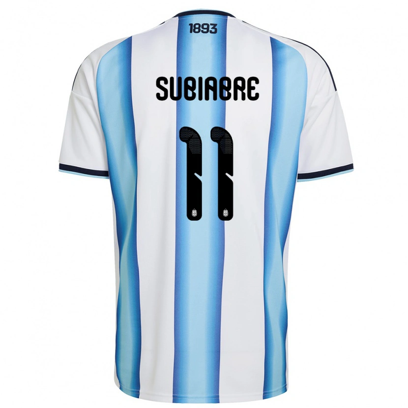 Danxen Women Argentina Ian Subiabre #11 White Sky Blue Navy Home Jersey 26-28 T-Shirt