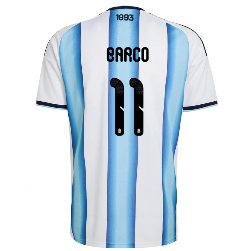 Danxen Women Argentina Ezequiel Barco #11 White Sky Blue Navy Home Jersey 26-28 T-Shirt