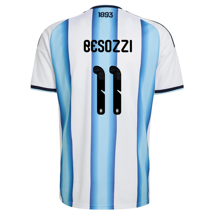 Danxen Women Argentina Lucas Besozzi #11 White Sky Blue Navy Home Jersey 26-28 T-Shirt