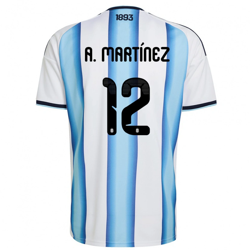 Danxen Women Argentina Agustín Martínez #12 White Sky Blue Navy Home Jersey 26-28 T-Shirt