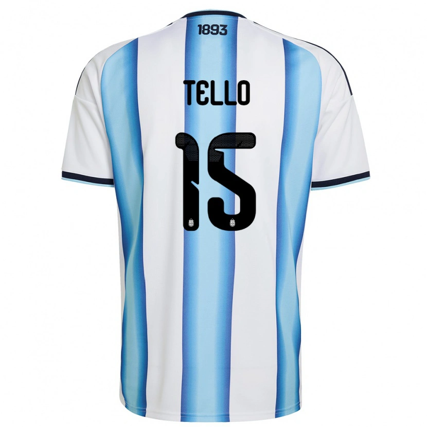 Danxen Women Argentina Alejandro Tello #15 White Sky Blue Navy Home Jersey 26-28 T-Shirt