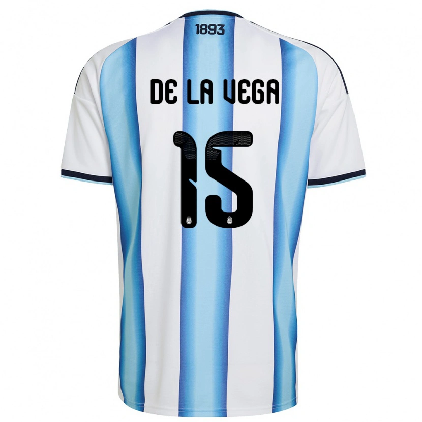 Danxen Women Argentina Pedro De La Vega #15 White Sky Blue Navy Home Jersey 26-28 T-Shirt