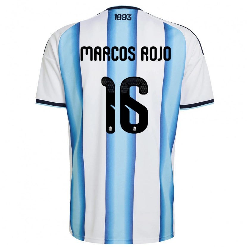 Danxen Women Argentina Marcos Rojo #16 White Sky Blue Navy Home Jersey 26-28 T-Shirt