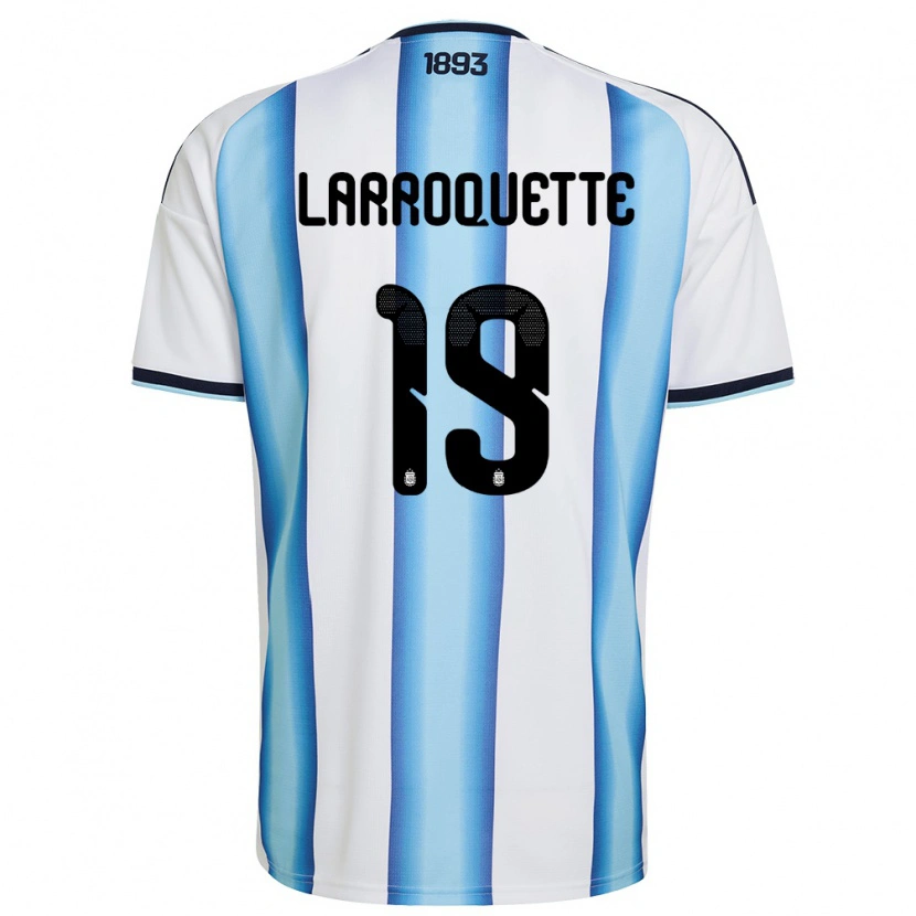 Danxen Women Argentina Mariana Larroquette #19 White Sky Blue Navy Home Jersey 26-28 T-Shirt