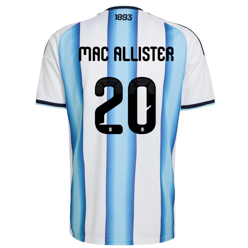 Danxen Women Argentina Alexis Mac Allister #20 White Sky Blue Navy Home Jersey 26-28 T-Shirt