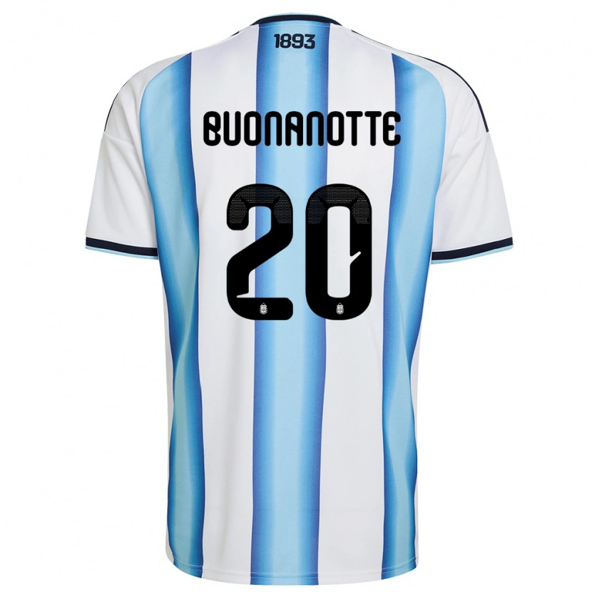 Danxen Women Argentina Facundo Buonanotte #20 White Sky Blue Navy Home Jersey 26-28 T-Shirt