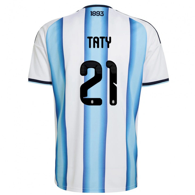 Danxen Women Argentina Taty Castellanos #21 White Sky Blue Navy Home Jersey 26-28 T-Shirt