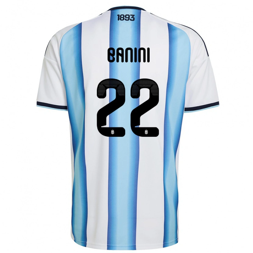 Danxen Women Argentina Estefania Banini #22 White Sky Blue Navy Home Jersey 26-28 T-Shirt